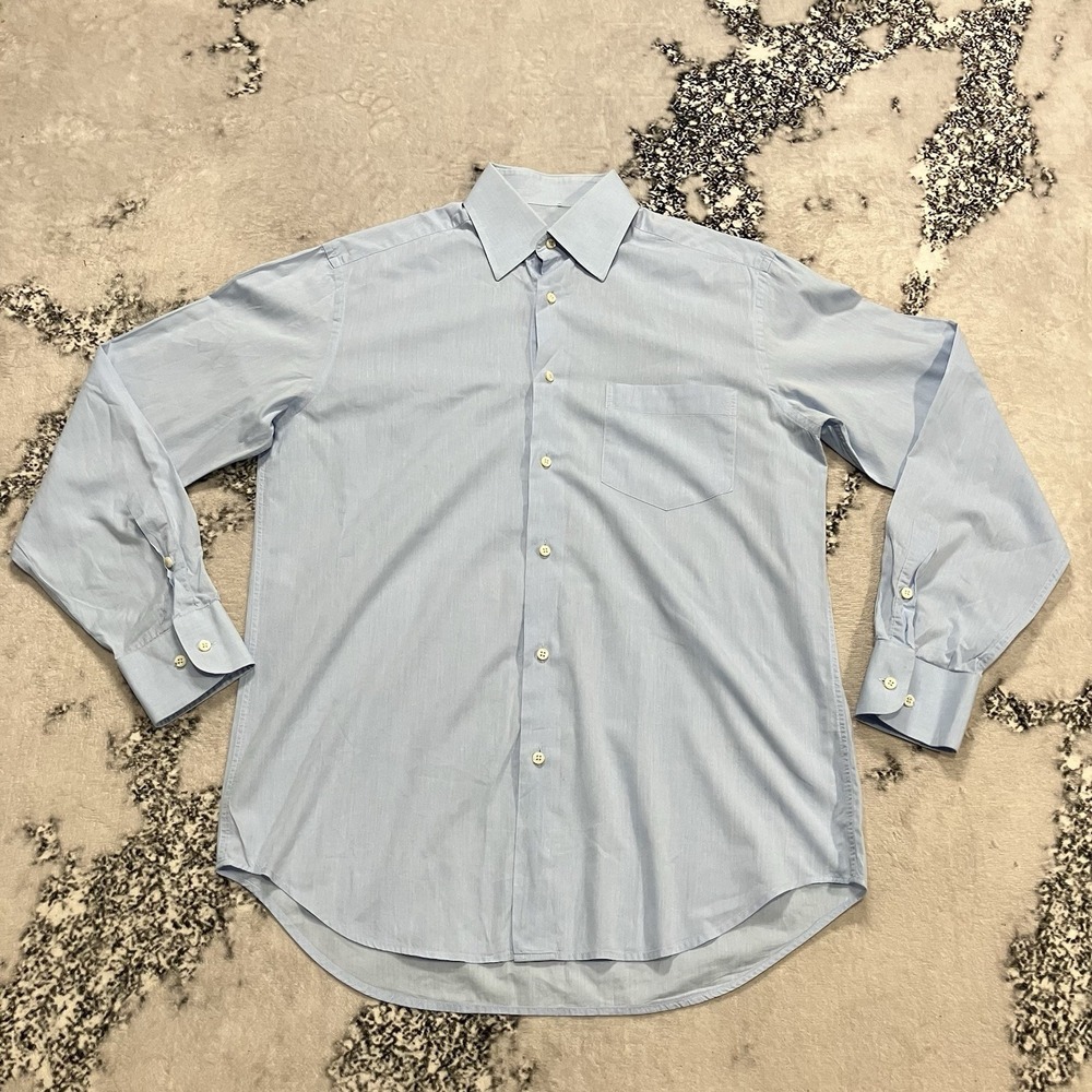 Xacus Italy Blue Dress Shirt Mens Size 15.5‎ 39 Button Down Cotton Long Sleeve